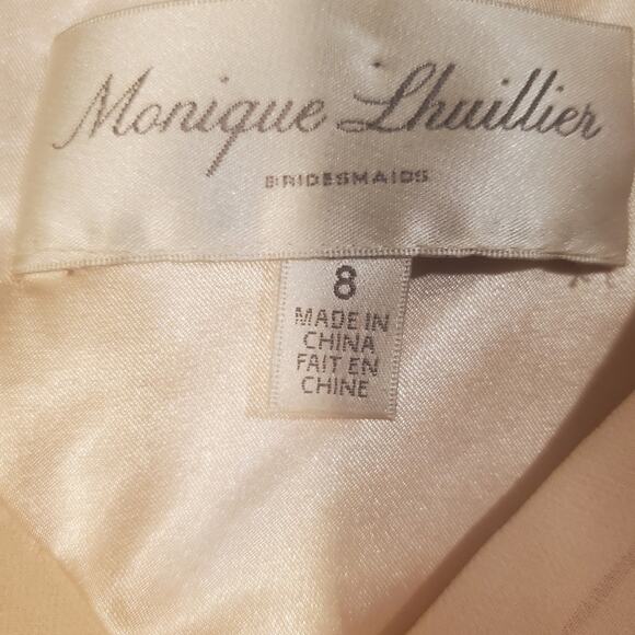 EUC Monique Lhuillier Luna Maxi Dress with Lace in Blush Sz 8 - Picture 3 of 10